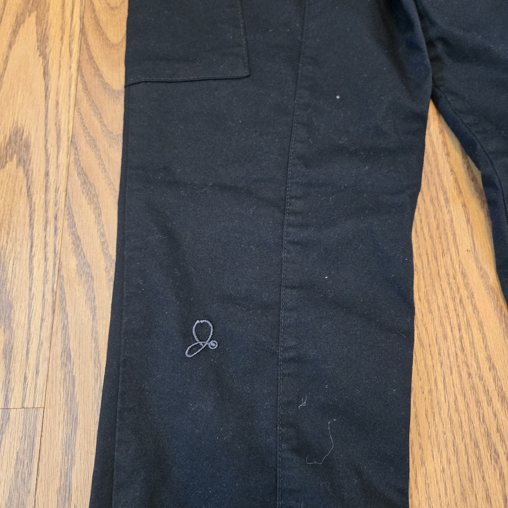 Jaanuu Black Scrub Moto Pants Gold Zippers Pockets Esthetician Nurse Scrubs XS - Picture 10 of 11
